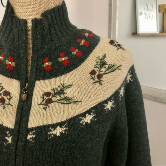 Woolrich Green and Red Cowl Neck Sweater - Picture 7 of 14